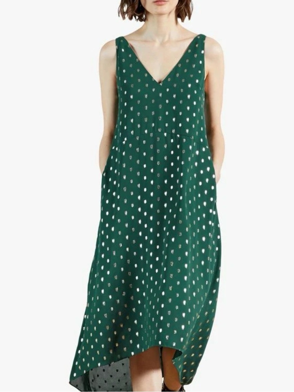 Ted Baker Green Polka Dot High-Low Maxi Dress